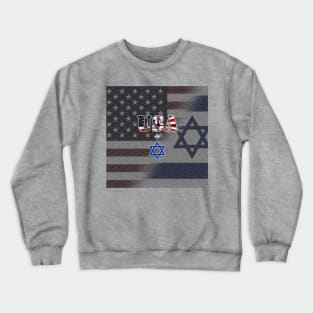 USA + Israel on Stylized, Blended Flag Background Crewneck Sweatshirt